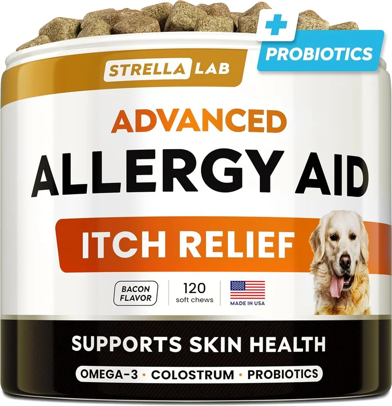 STRELLALAB Bouchées Allergie Chien – Démangeaisons & Omega-3, 120 Ct