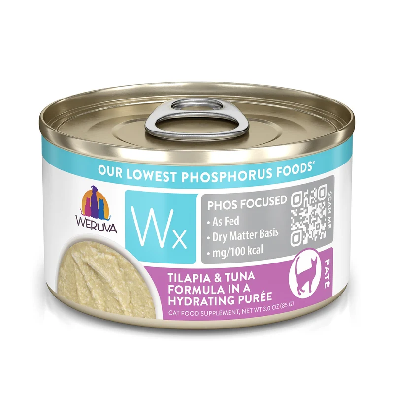 Weruva Wx Phos Focused - Nourriture humide naturelle pour chat, faible phosphore (Tilapia et Thon)