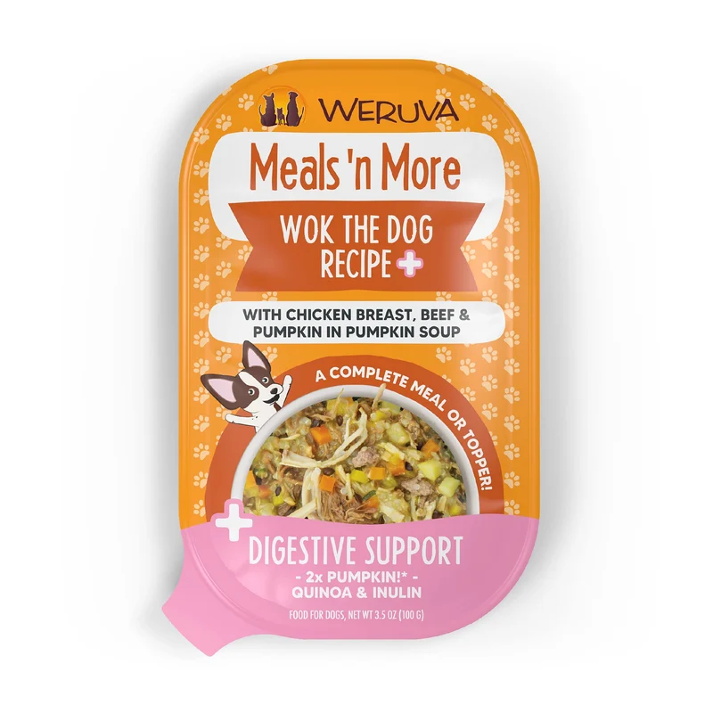 Weruva Meals 'n More Wok The Dog Plus – Soutien digestif humide pour chien, lot de 12 x 3,5 oz