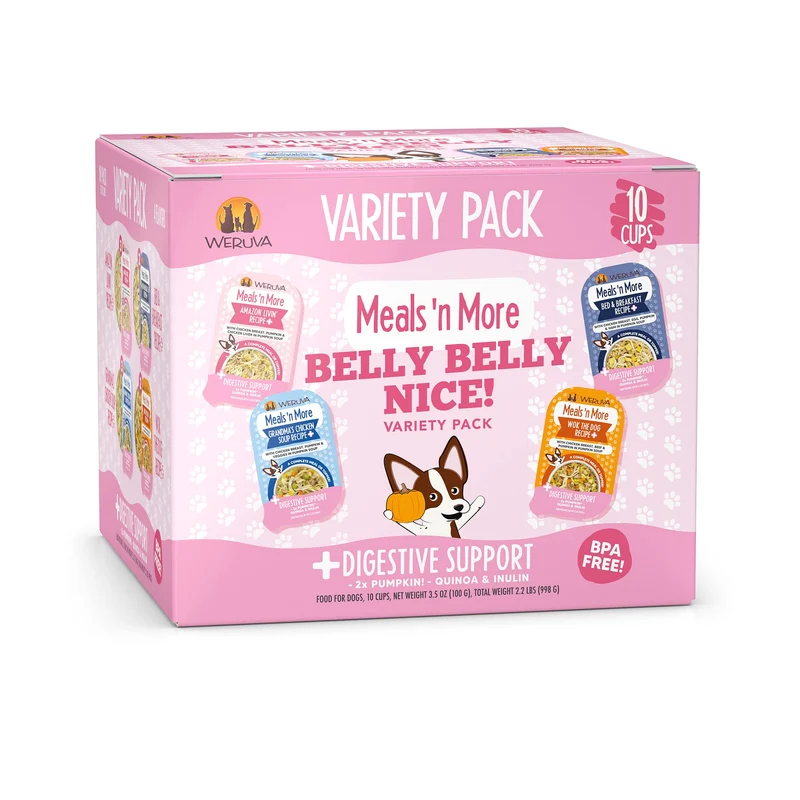 Weruva Repas et Plus Belly Belly Nice — Pack varié humide pour chien, soutien digestif potentiel (3,5 oz x10)