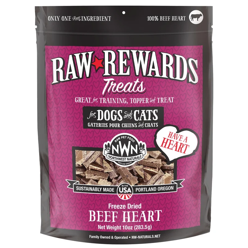 Northwest Naturals Friandises Cœur de Boeuf Lyophilisées – 1 Ingrédient, 10 oz, Fabriqué aux États-Unis