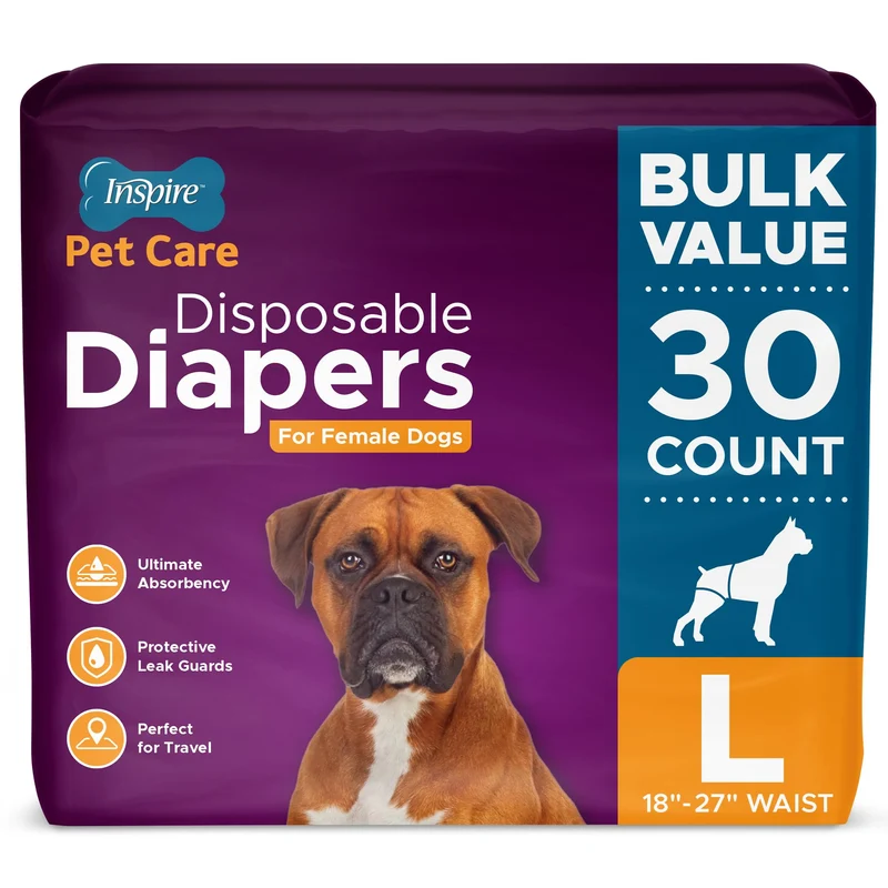 Inspire Pet Care Couches pour Chiennes Femelles – Lot Economique 30 Couches, Incontinence et Accidents