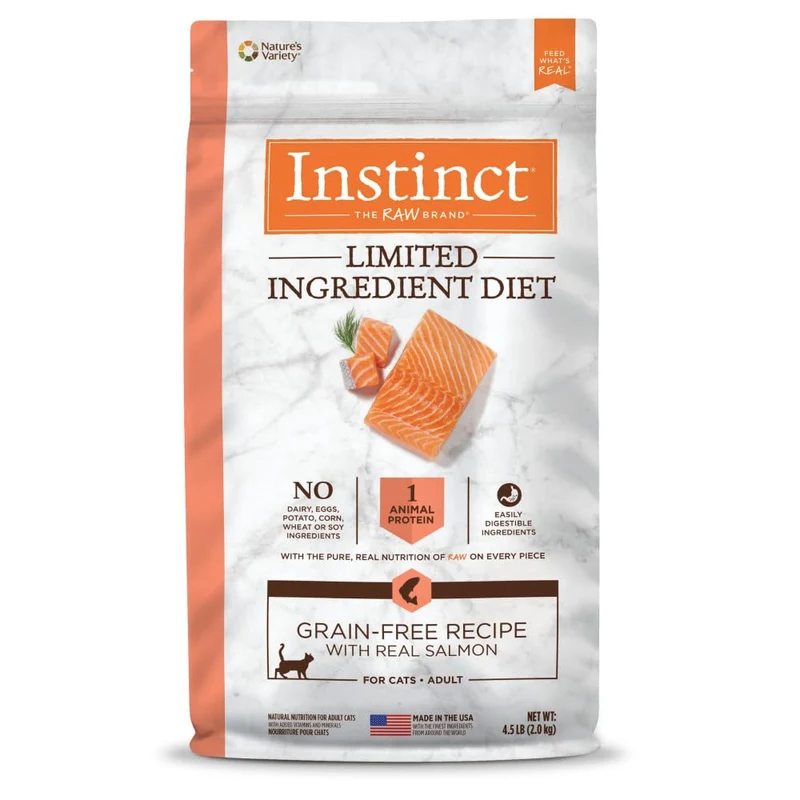 Instinct - Nourriture sèche pour chat, régime à ingrédients limités au saumon réel, sans céréales – 4,5 lb