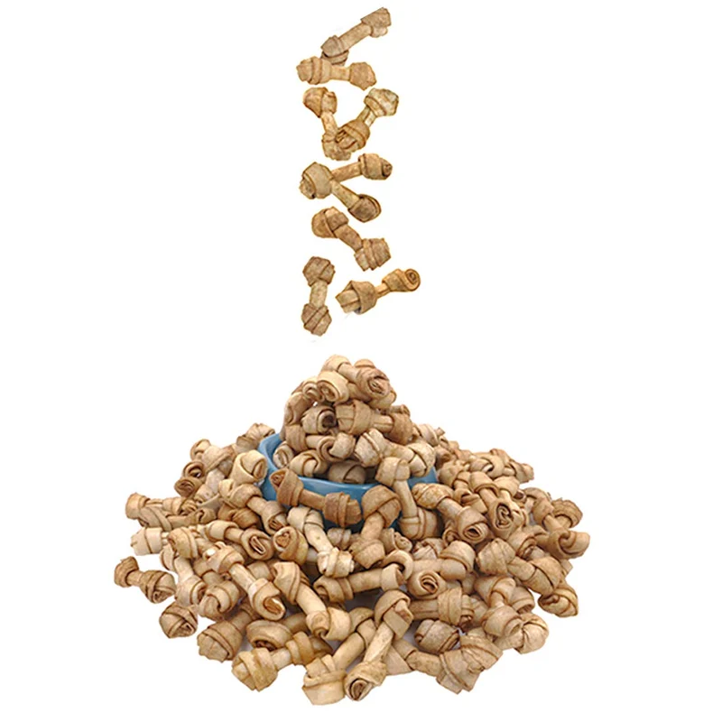 MON2SUN Os noués en cuir brut au poulet – 2,5 pouces, lot de 100, pour chiots et petits chiens