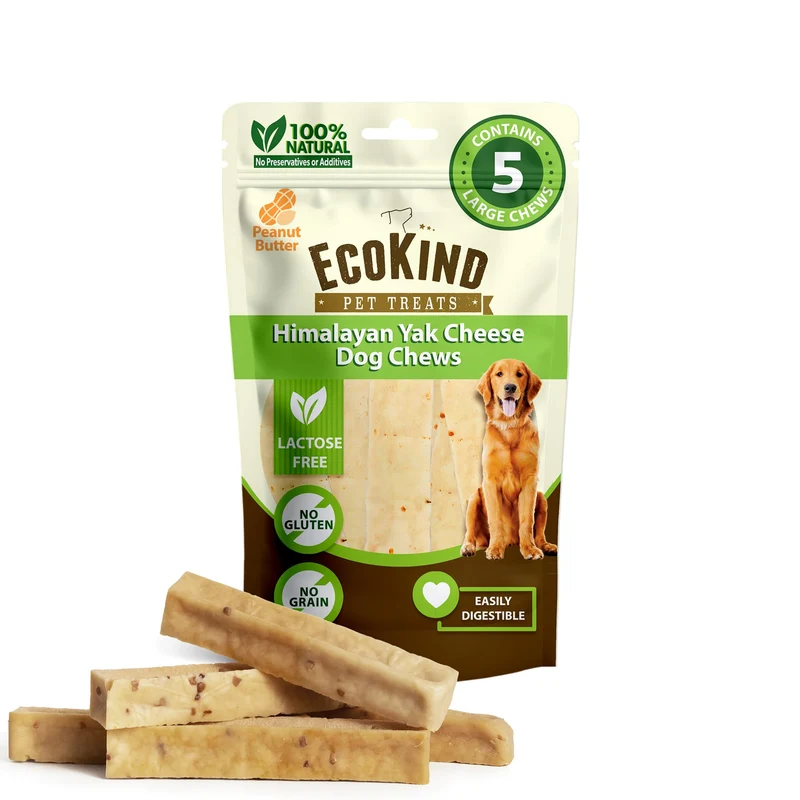 EcoKind Premium Gold Yak Cheese Himalayan – Friandises naturelles pour chiens de grande race (5 pièces)