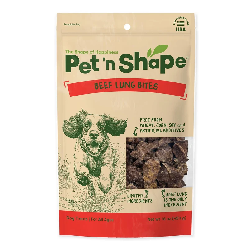 Pet 'n Shape Friandises de Poumons de Bœuf – Fabriqué et Sourcé aux États‑Unis, Entraînement, 1 livre
