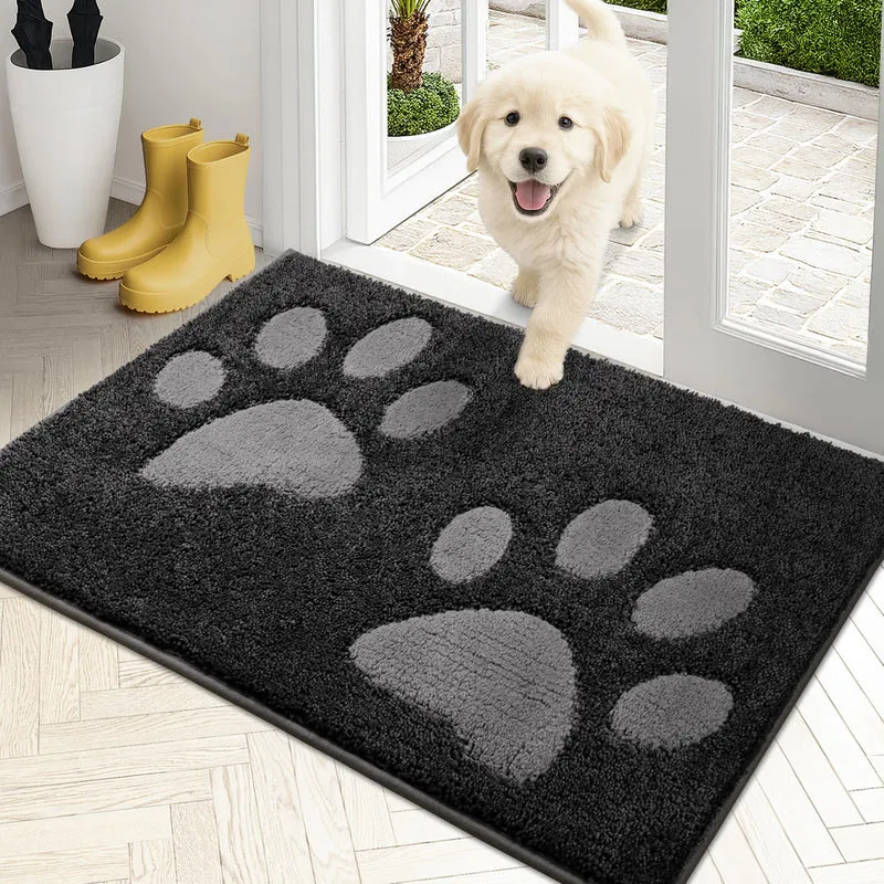 PURRUGS Tapis d’entrée 20 x 31,5 po — Antidérapant, Lavable en machine, Microfibre absorbante, Charbon
