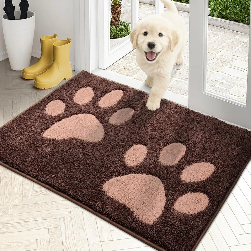 PURRUGS Tapis d’entrée 20 x 31,5 po — captage de saleté et d’humidité, microfibre, lavable en machine, antidérapant, marron