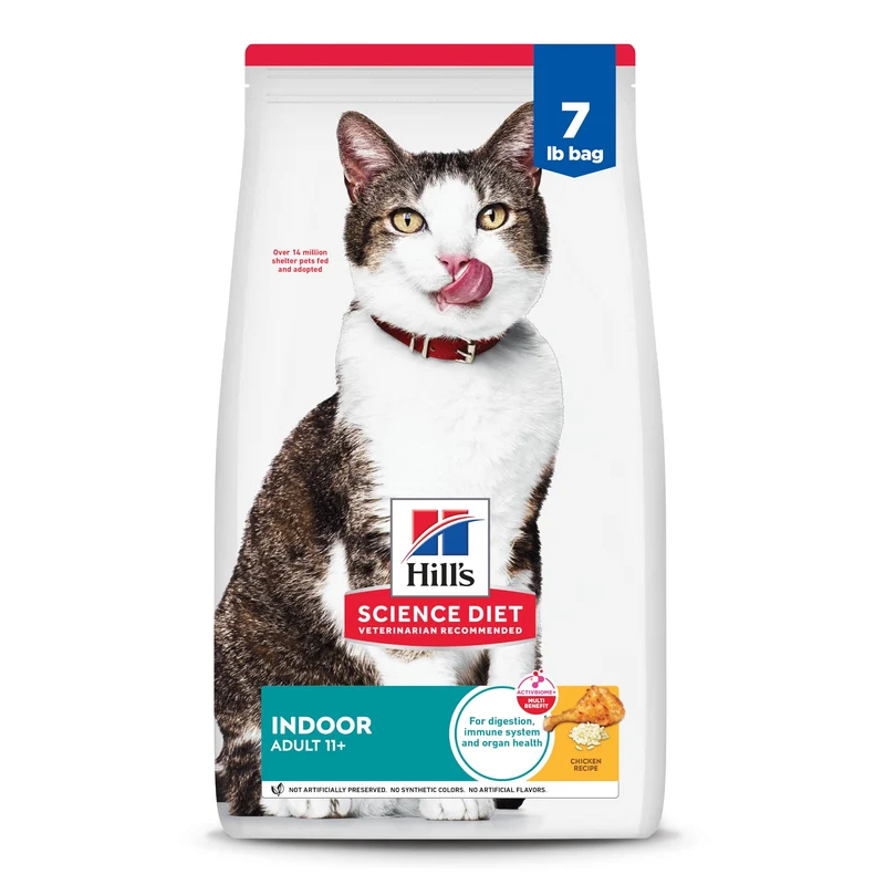 Hill's Science Diet Indoor Senior 11+ – Croquettes pour chat, 7 lb, nettoyage de litière facilité