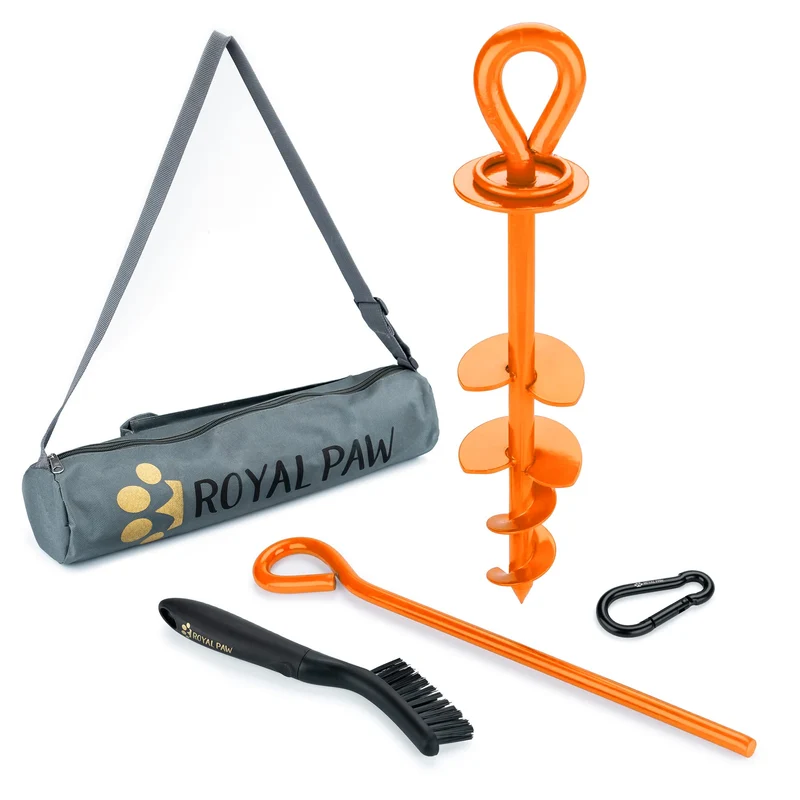 ROYAL PAW Piquet d'attache chien lourd – jusqu'à 210 lb | Ancrage extérieur robuste