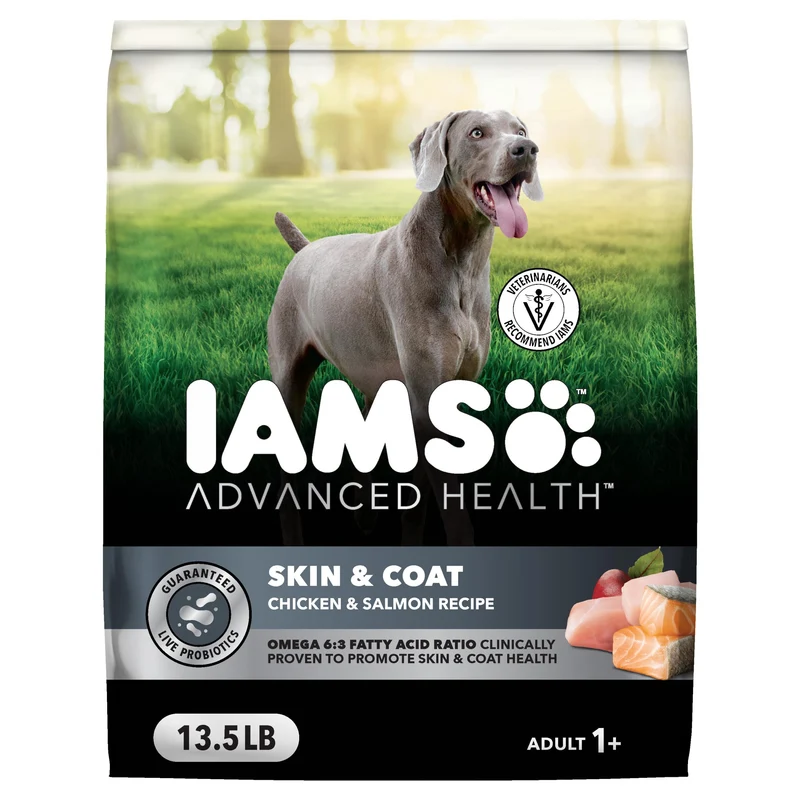IAMS Avancé Santé Peau et Pelage — Croquettes pour Chien Adulte (Poulet et Saumon), 13,5 lb