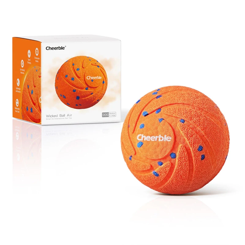 Cheerble Wicked Ball Air — Jouet interactif pour chiens moyens et grands, mouvement automatique, IPX7