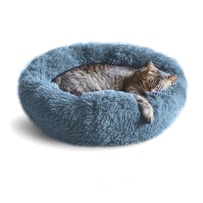 Whiskers & Friends – Lit pour chat et petit chien, couchage orthopédique rond et moelleux, lavable
