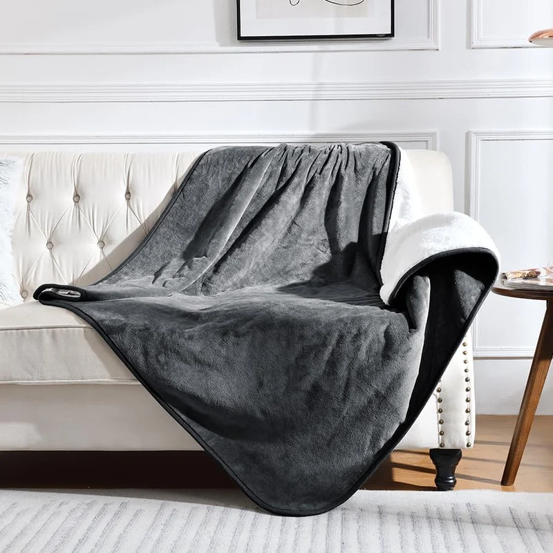 Yaning Couverture Imperméable 50x60 pouces pour Lit et Canapé – Peluche Sherpa Réversible et Flanelle