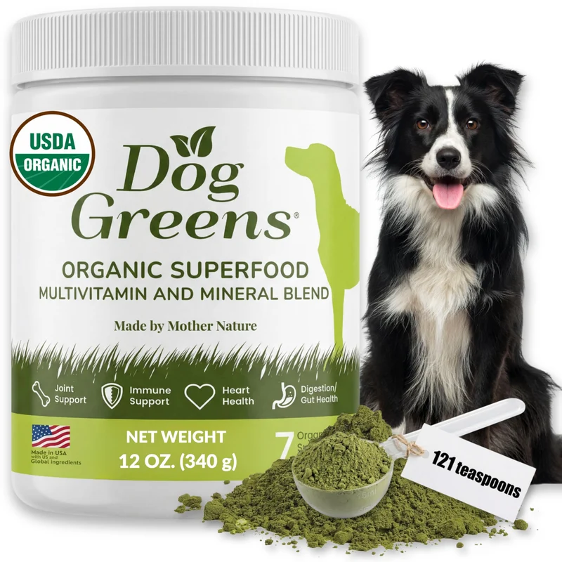 Dog Greens Poudre Multivitamines – Super-Aliments pour Chiens | Vitamines Bio et Spiruline