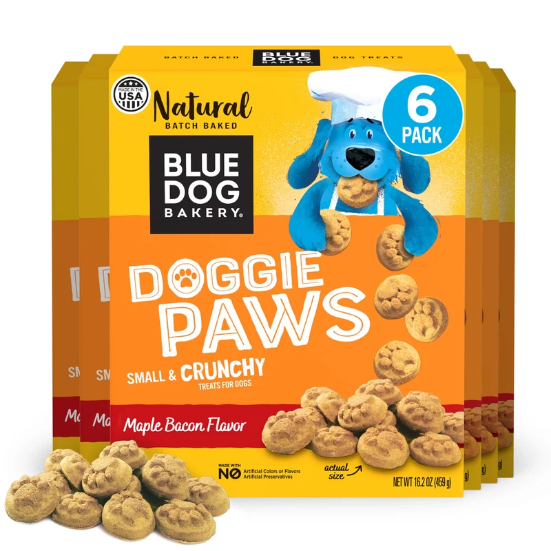 Blue Dog Bakery Friandises Naturelles pour Chiens – Doggie Paws Maple Bacon, 16,2 oz (6 boîtes)