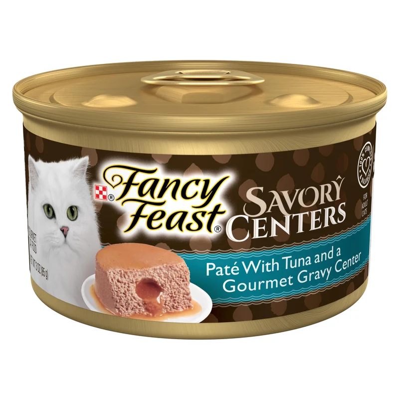 Purina Fancy Feast Savory Centers au thon – Pâté avec centre de sauce gourmet, 3 oz