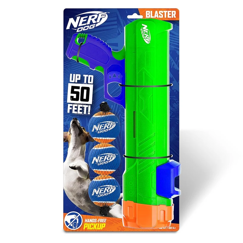 Nerf Dog Lanceur de Balles Tennis — Coffret Cadeau Chien, Portée jusqu’à 50 pieds (15 m)