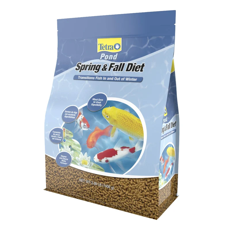 TetraPond Printemps et Automne Diet – Alimentation d’étang pour kois et poissons rouges, 3,08 livres (environ 1,40 kg) – 7 L