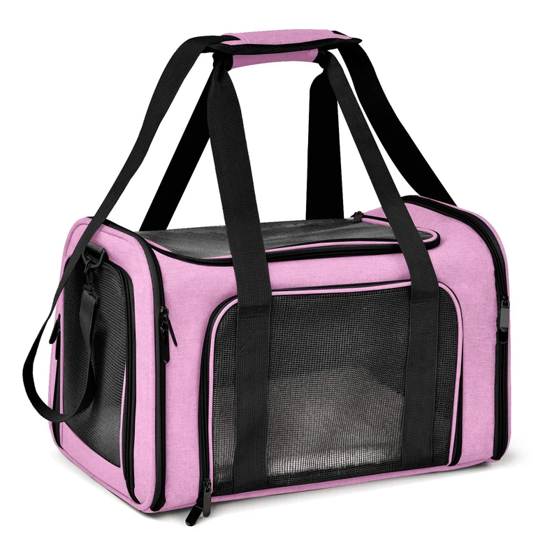 Henkelion Porte-chat et petit chien Rose — Transport souple, pliable, jusqu’à 15 lb, agréé pour voyages en avion