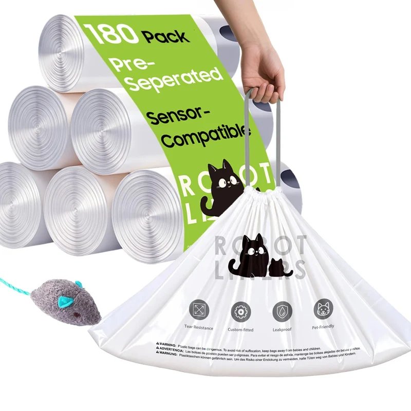 AWoHH Sacs pour Litière Automatique – Lot de 180, Robot 5/4/3, 25,2 x 15,7 pouces, Épais et Anti-Fuite