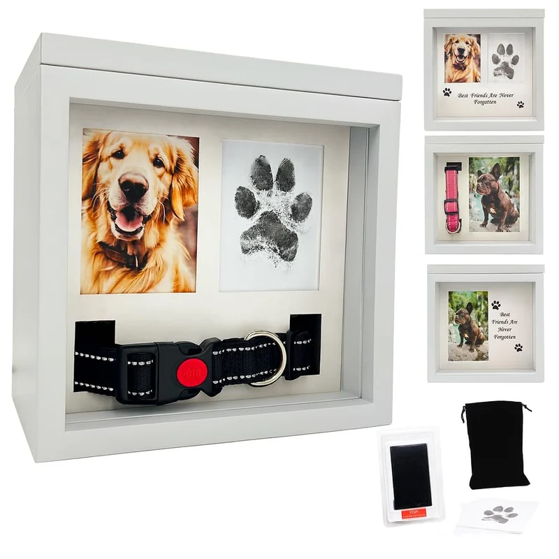 OtterPets Urne pour chien – 4 affichages personnalisables, kit d empreinte, sac en flanelle