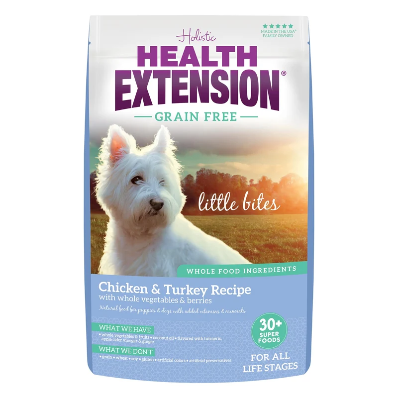 Health Extension – Bouchées Petites Sans Céréales au Poulet et Dinde, 30+ Super-aliments et Probiotiques pour Chiens Miniatures (3,5 kg)