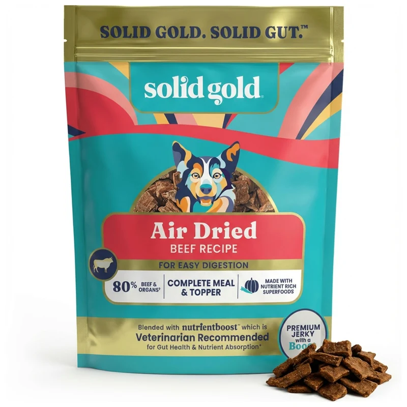 Solid Gold – Garnitures d Aliments Seches a l Air pour Chiens | Boeuf Reel et Superaliments – Repas Complet, Topping ou Friandise – Soutien Potentiel a la Musculation, Immunité et Digestion – 1 livre (0,45 kg)