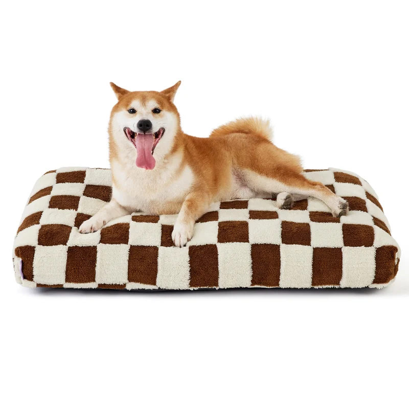 LE SURE Lit Chien Grand – Mousse Hachee 2:1, Housse Lavable, Anti-Derapant, Marron