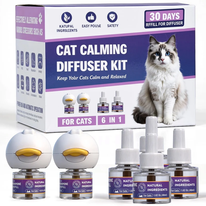YTCX.Tech – Diffuseur apaisant pour chats avec 2 diffuseurs et 4 recharges