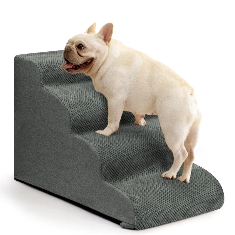 Aodisman Escaliers pour Chien – 4 Marches et Rampe pour Lit et Canapé, Gris