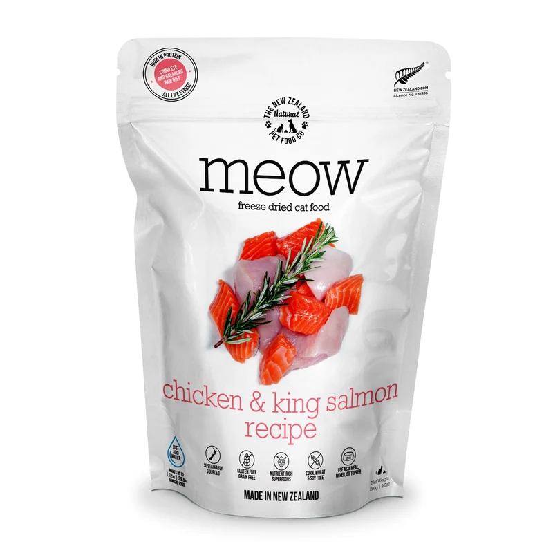 Meow Freeze Dried Chat – Poulet & Saumon Royal | The New Zealand Natural Pet Food Co. 9,9 oz