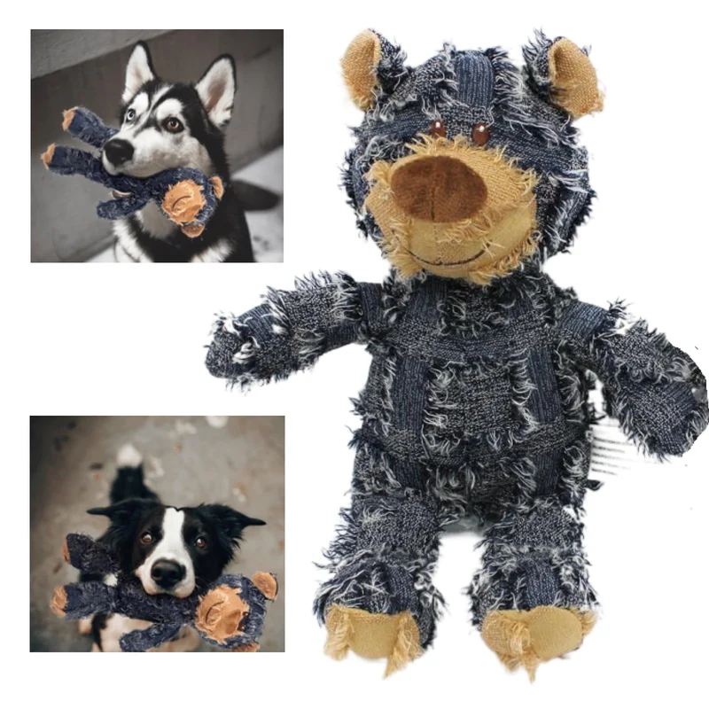 MAXBECK Dog Companion – Ourson robuste incassable pour mâcheurs forts (bleu marine)