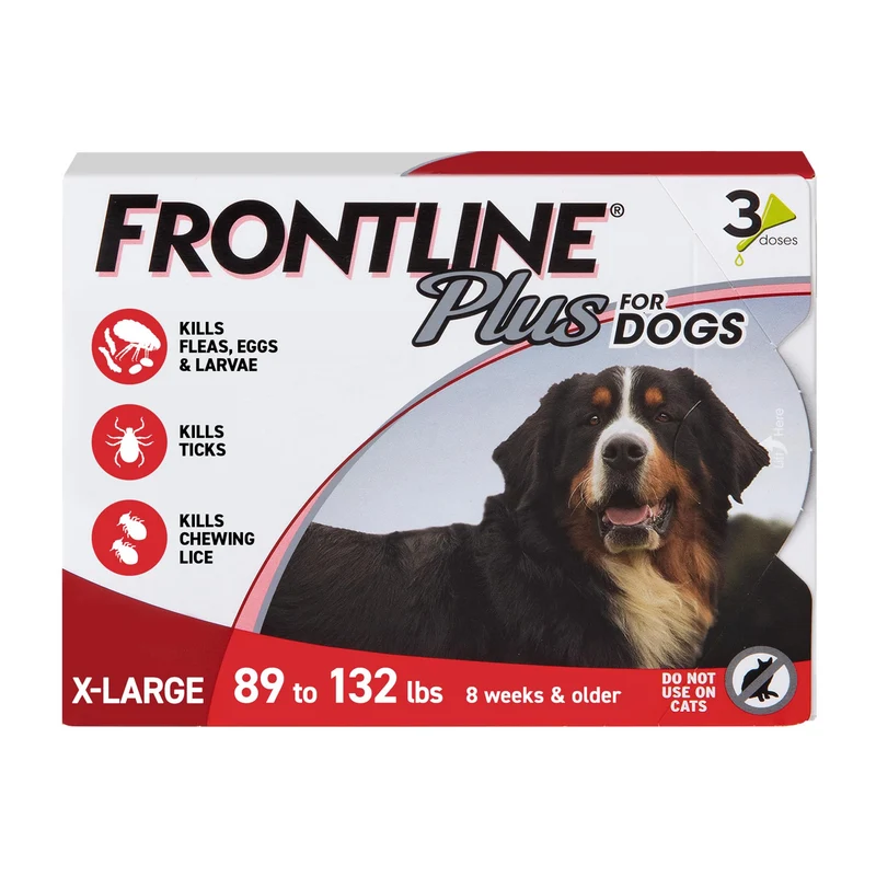 FRONTLINE Plus pour chiens grand format (89–132 lb) – 3 traitements mensuels
