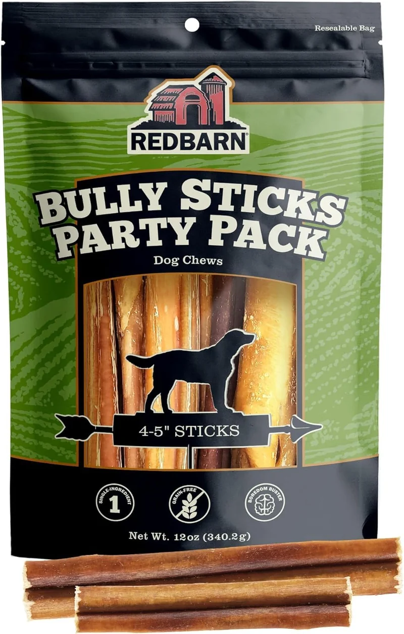 Redbarn Bully Sticks Tout Naturel 4-5 pouces pour Petits et Moyens Chiens – 100% Boeuf, Sans Odeur, Sachet 12oz