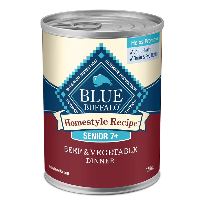 Blue Buffalo Recette Maison Senior — Aliment humide pour chien âgé au bœuf et légumes du jardin | Lot de 12