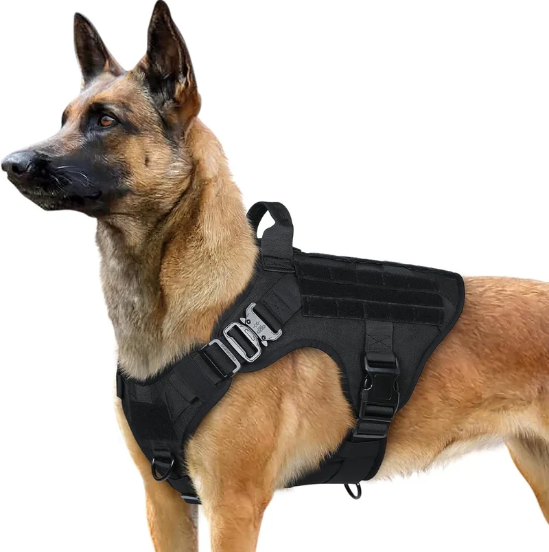 rabbitgoo Harnais Chien Tactique Grand Format – Harnais de Travail Sans Tirage avec Poignée et Système MOLLE