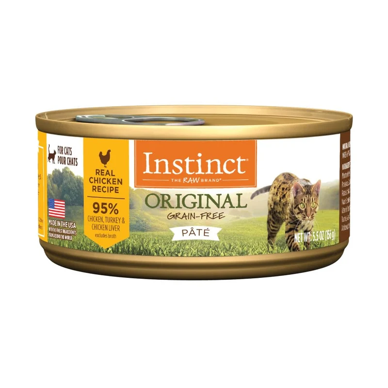 Instinct Original — Pâtée humide sans céréales au poulet réel pour chat, conserve 5,5 oz (lot de 12)