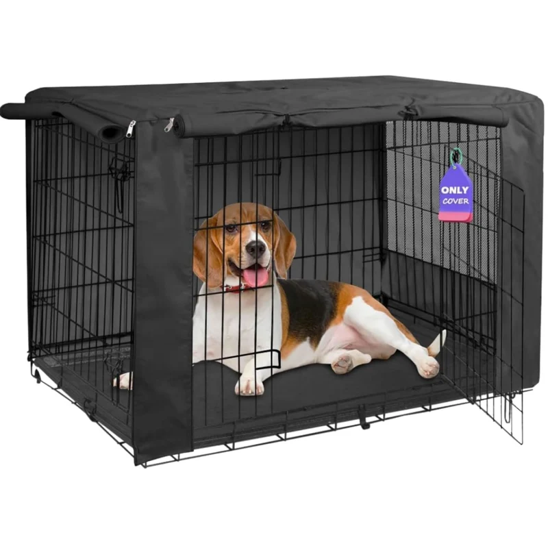 HiCaptain Couverture de Cage Chien Respirante 42 Pouces — Etanche, UV Resistante et Panneaux Zip Doubles