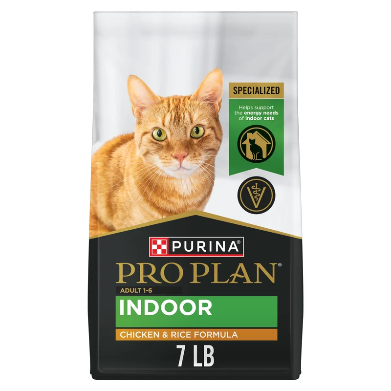 Purina Pro Plan Chat Adulte Intérieur – Formule Poulet et Riz Haute Protéines, Sac 3,18 kg