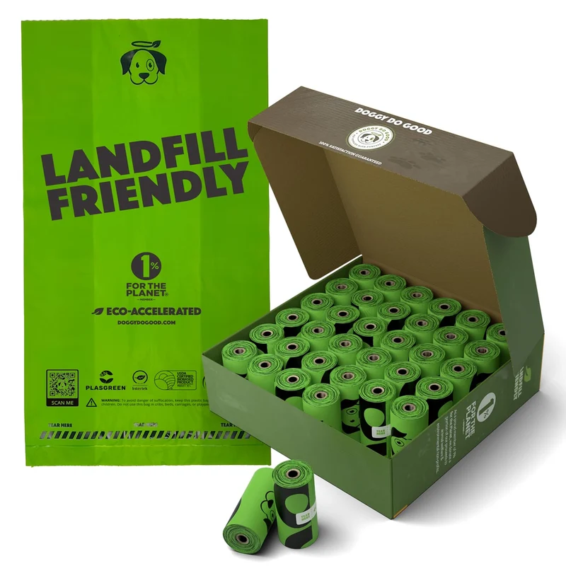 Doggy Do Good Sacs Crottes Chien – 360 Sacs Standard, 50% Recyclé + 15% Biobased, Sans Parfum, Étanches