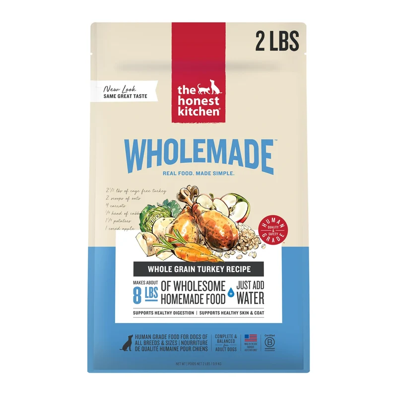The Honest Kitchen Wholemade Déshydraté pour Chiens — Dinde et Céréales Complètes, Sac de 2 lb