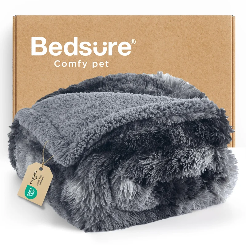 Bedsure Couverture Imperméable pour Grands Chiens – 50x60 cm, Douce et Réversible, Gris à Motif Dégradé