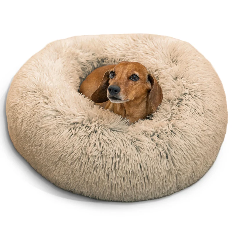 Best Friends by Sheri – Le Lit Donut Original Calmant pour Chiens et Chats jusqu’à 25 lb, Taupe, 23" x 23"