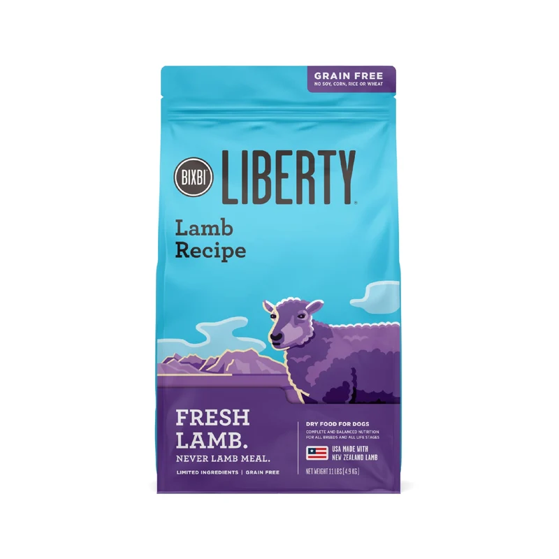 BIXBI Liberty – Croquettes Sans Céréales pour Chien, Recette Agneau — Viande Fraîche, Haute Protéine, Fabriqué aux États-Unis, 11 lb