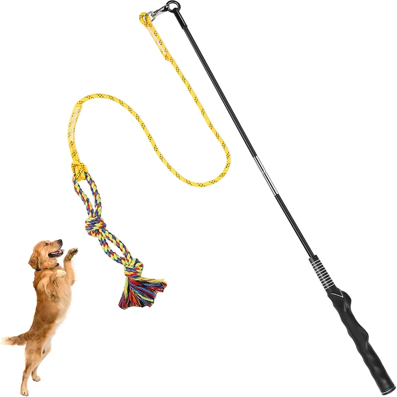 DIBBATU Flirt Pole pour Chiens – Jouet Interactif Tir et Course pour Chiens de Toutes Tailles