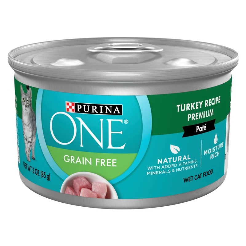 Purina ONE Natural Pâté pour Chat — Dinde, Haute Protéine, Sans Céréales (Pack de 24 boîtes de 3 oz)