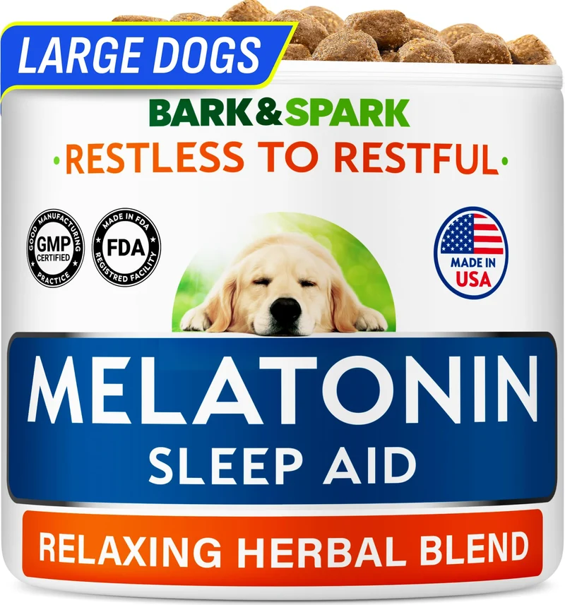 BARK&SPARK Mélatonine Calmante pour Chiens – Gommes 6 mg pour tous les chiens, Sommeil et Sérénité – Saveur Bacon