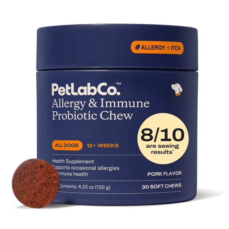 PetLab Co. Probiotiques pour chiens – Allergie et Immunité, Saveur Porc, 30 bouchées