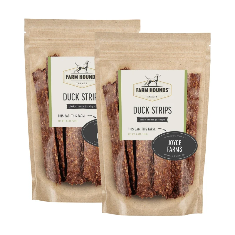 Farm Hounds – Tranches de Canard – Jerky naturel premium pour chiens – 2 paquets de 4,5 oz – Fabriqué aux États-Unis